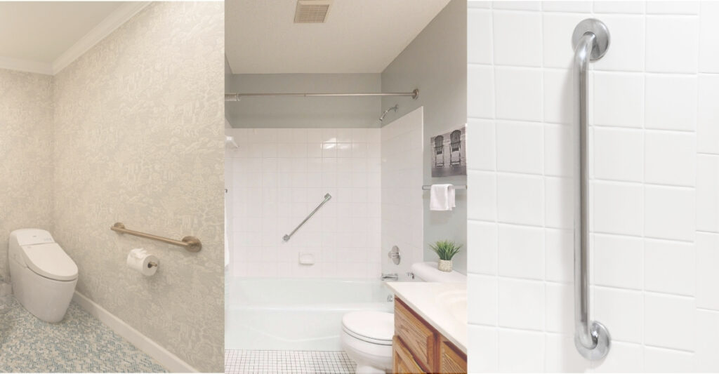 bathroom grab bars three different orientations