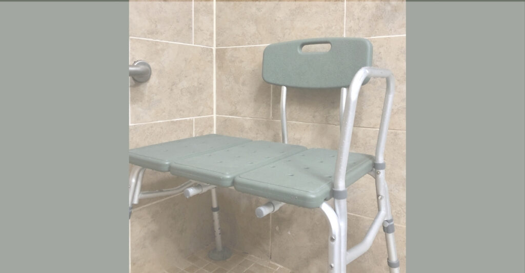 transfer bench in a shower for senior safety