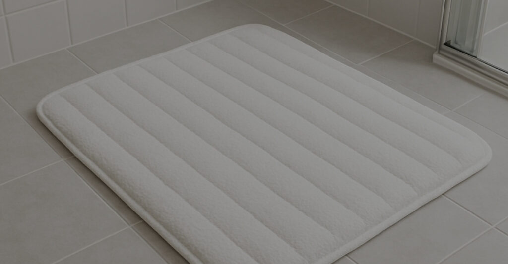 soft top shower mat in a shower